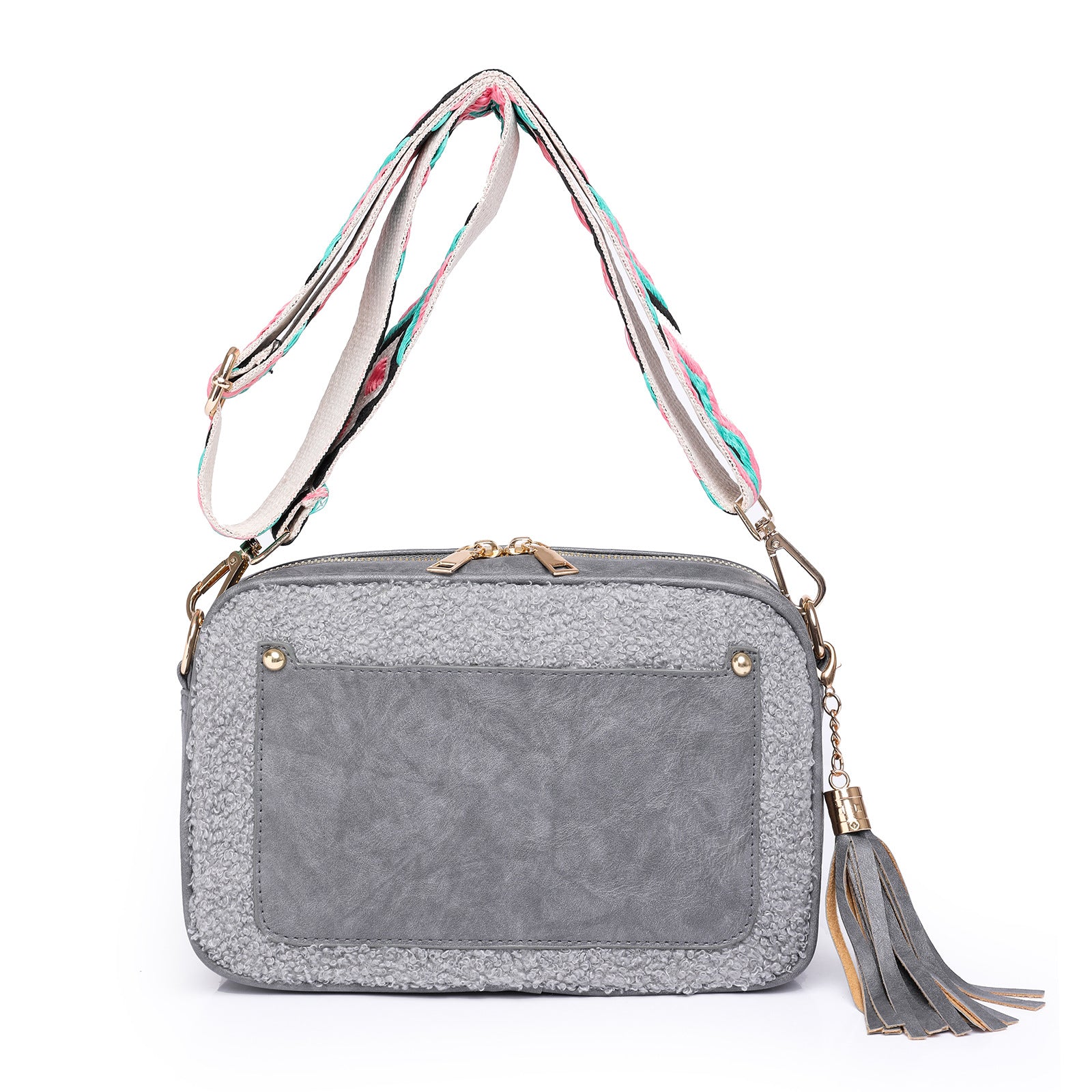 Wholesale Plush Material PU Messenger Small Square Bag